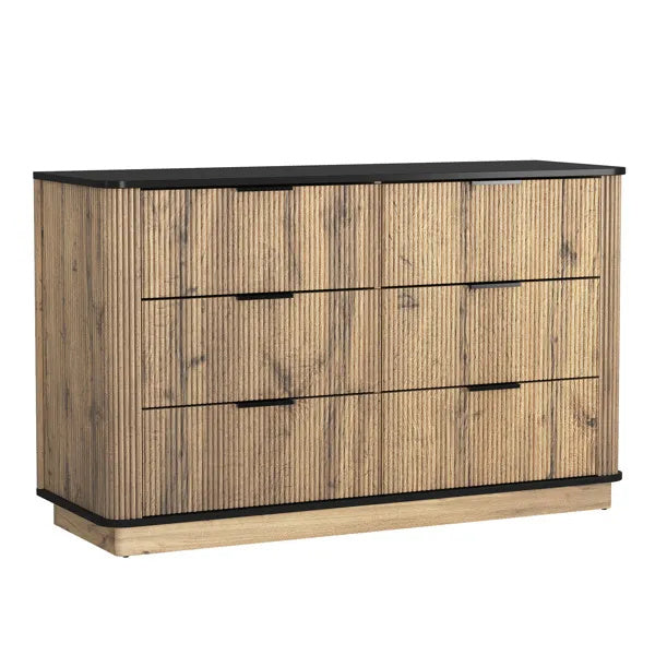 Modern Multi-functional Six-drawer MDF Cabinet,The Perfect Combination Of Rounded Corners And Multifunctional Design, With Product Dimensions