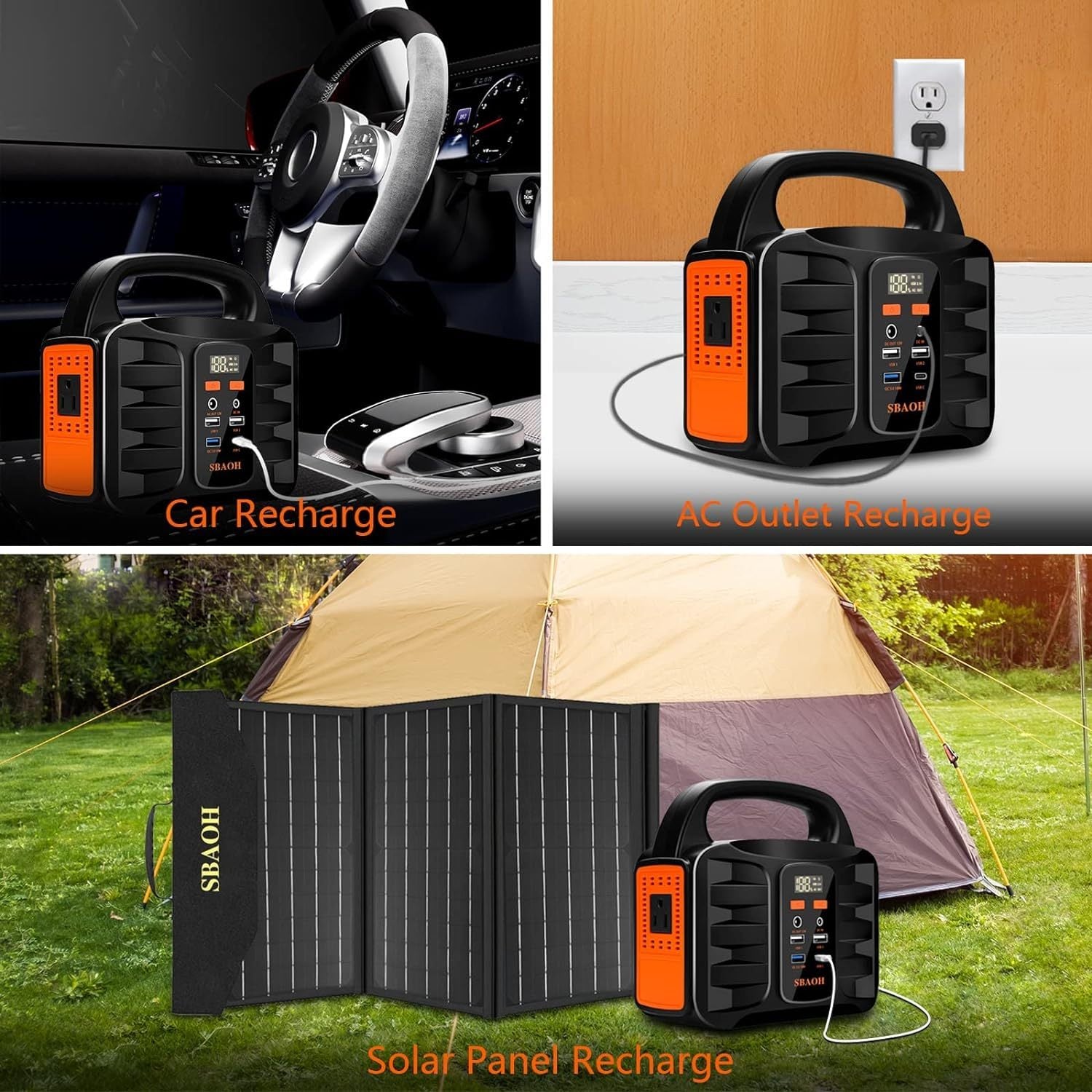 150W Portable Power Station, 155Wh 42000mAh Outdoor Solar Generator 110V AC DC Port, Used For Home Backup, Outdoor RV Camping, Emergency Lithium Battery Power Outage, Black, No Solar Panel