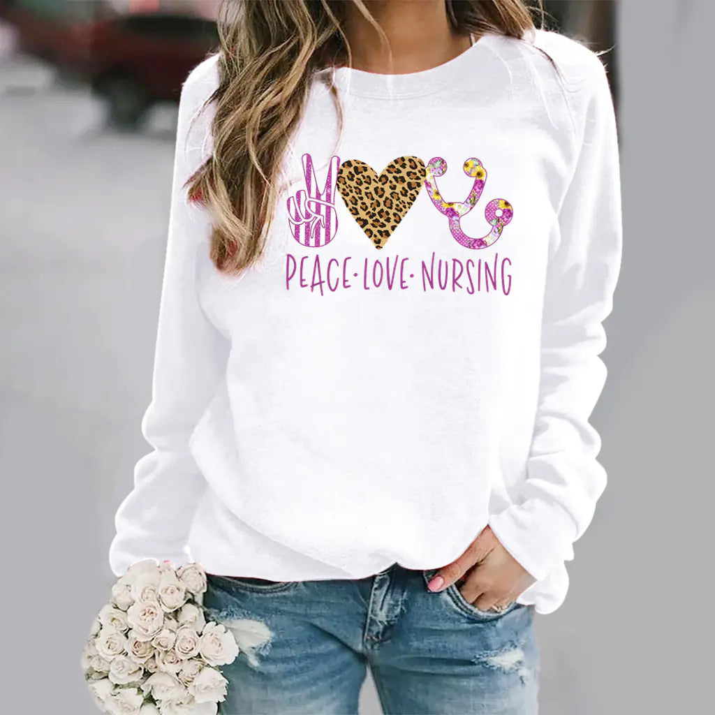 Women's Long-Sleeved Round Neck Pattern Sweater