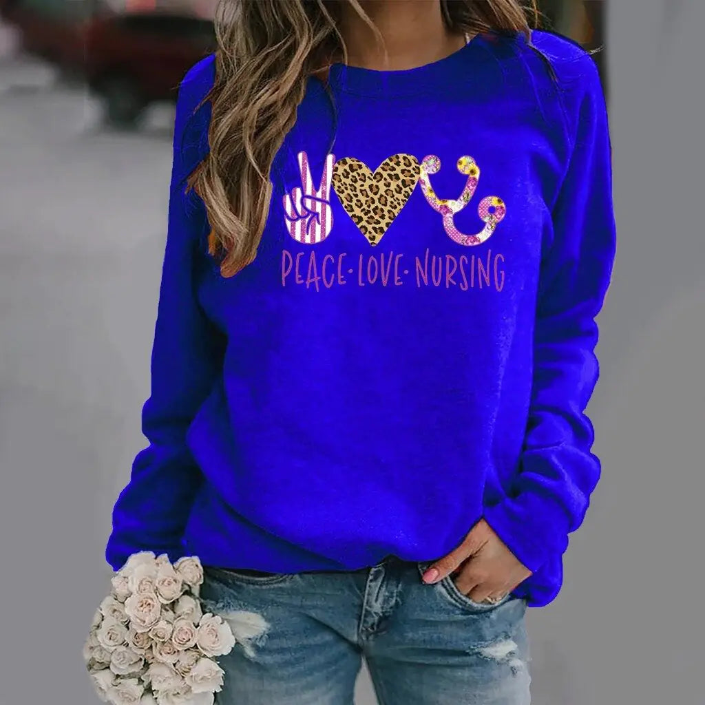 Women's Long-Sleeved Round Neck Pattern Sweater