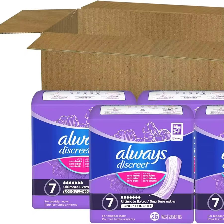 Always Discreet Incontinence Pads, Ultimate Extra Long, 26 Count