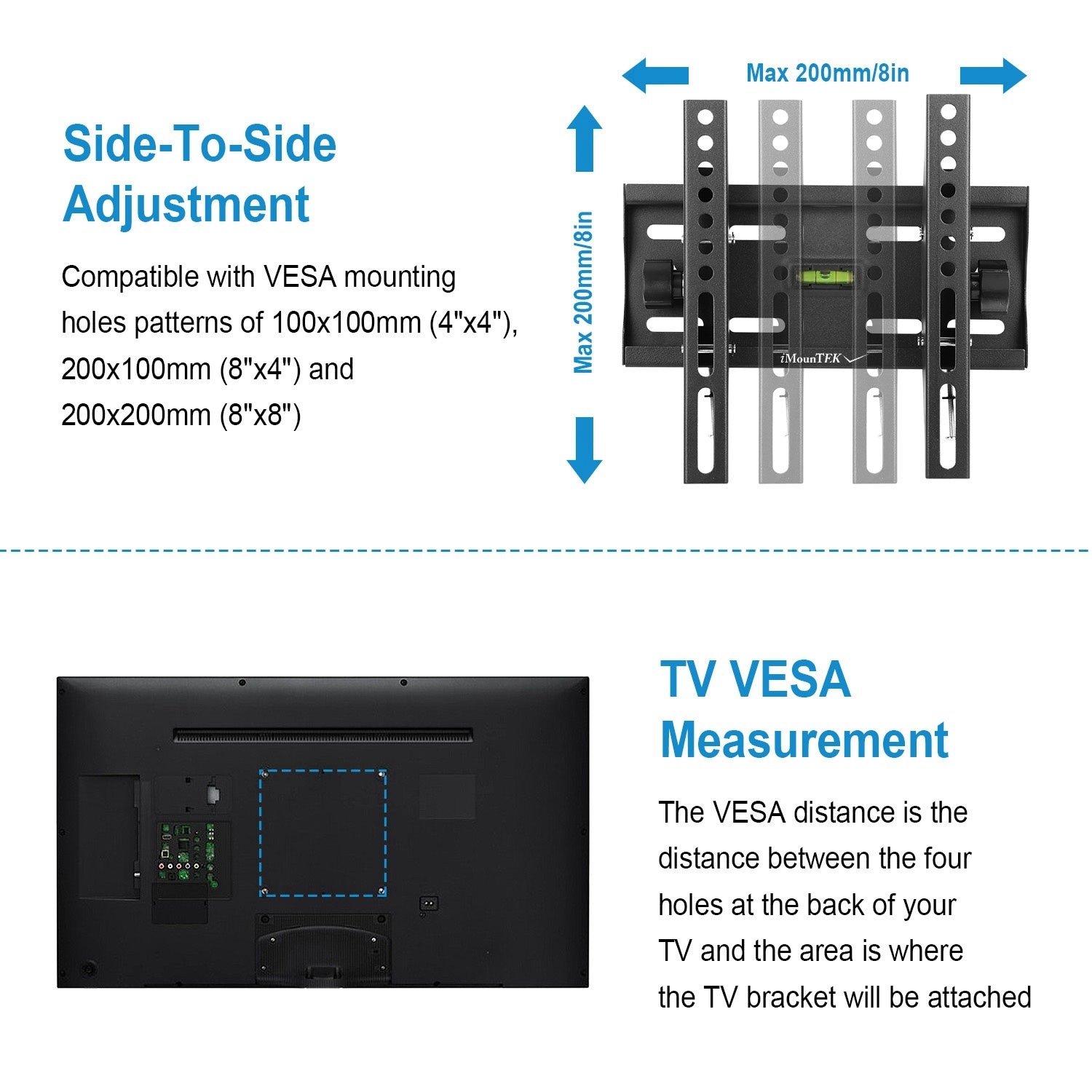 1Pc TV Wall Mount Bracket Tilt For 23in To 42in LED LCD PLASMA Flat TV VESA 200x200mm
