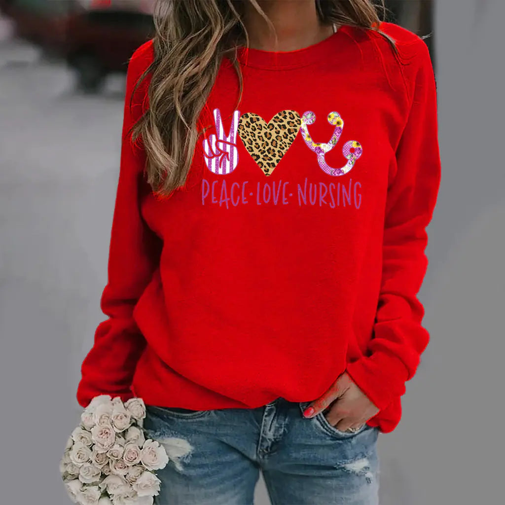 Women's Long-Sleeved Round Neck Pattern Sweater