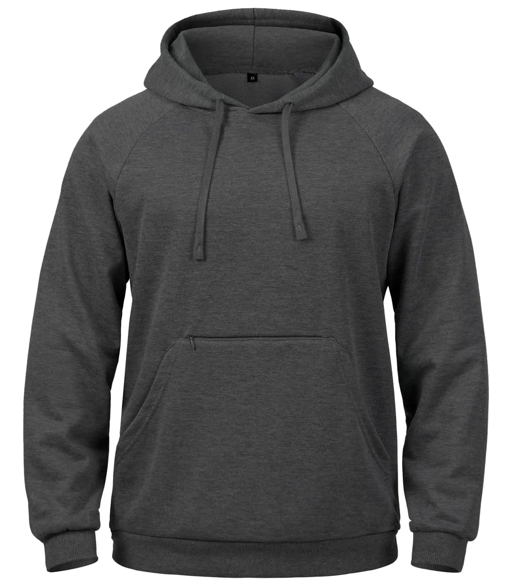 CARWORNIC Mens Hoodies Pullover Lightweight Breathable Active Hooded Sweatshirts Soft Long sleeve Casual Pullover Hoodies with Zipper Pocket for Outdoor Hiking Travel Work Dark-grey