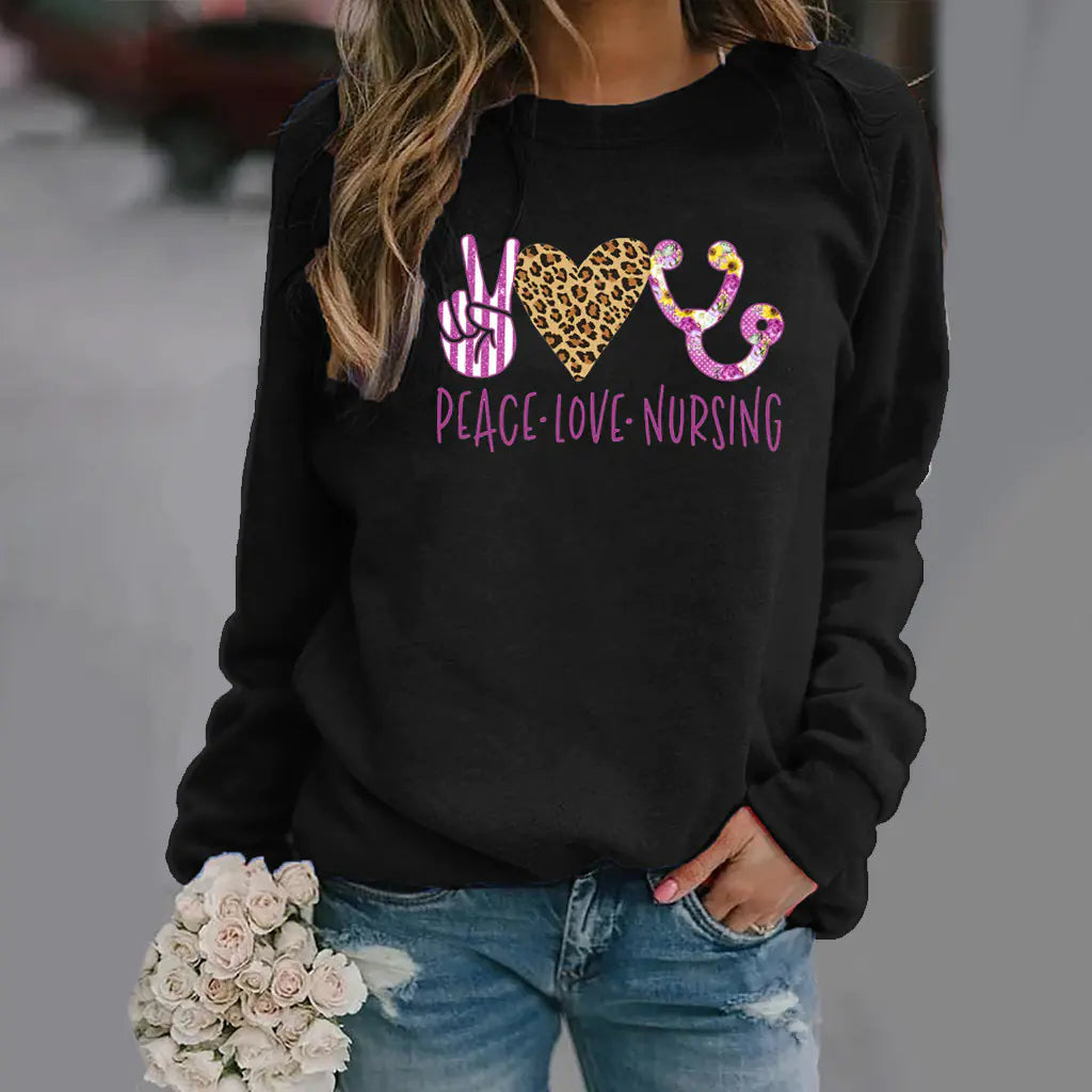 Women's Long-Sleeved Round Neck Pattern Sweater