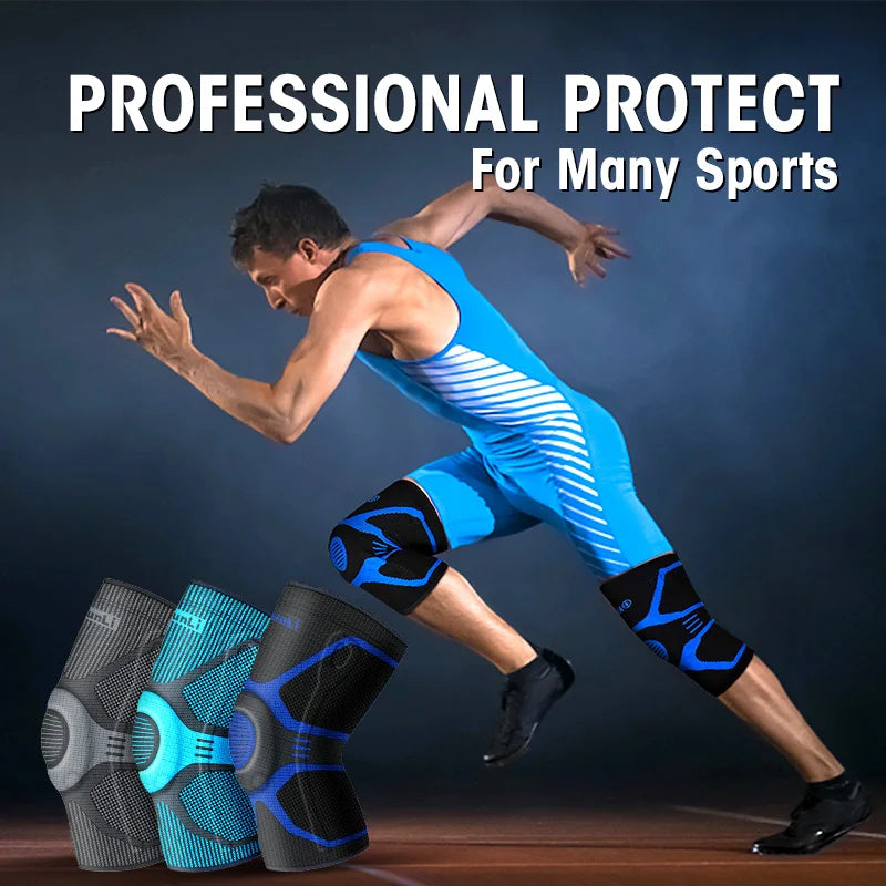 Premium Sports Knee Brace With Silicone Spring Support - Ideal For Running, Fitness & Basketball - Breathable Nylon