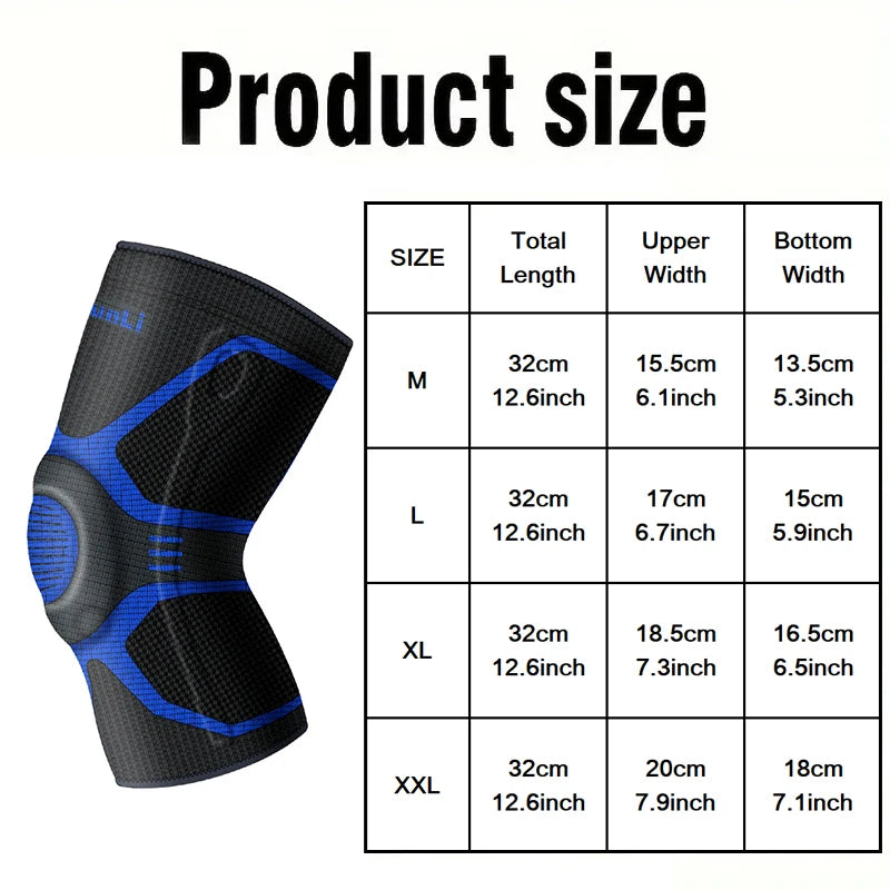 Premium Sports Knee Brace With Silicone Spring Support - Ideal For Running, Fitness & Basketball - Breathable Nylon