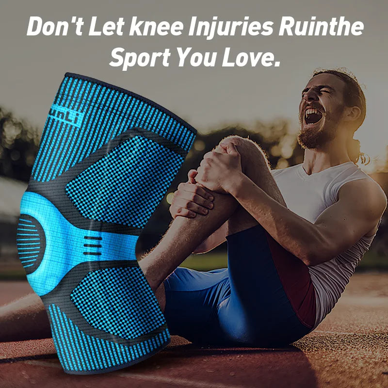 Premium Sports Knee Brace With Silicone Spring Support - Ideal For Running, Fitness & Basketball - Breathable Nylon
