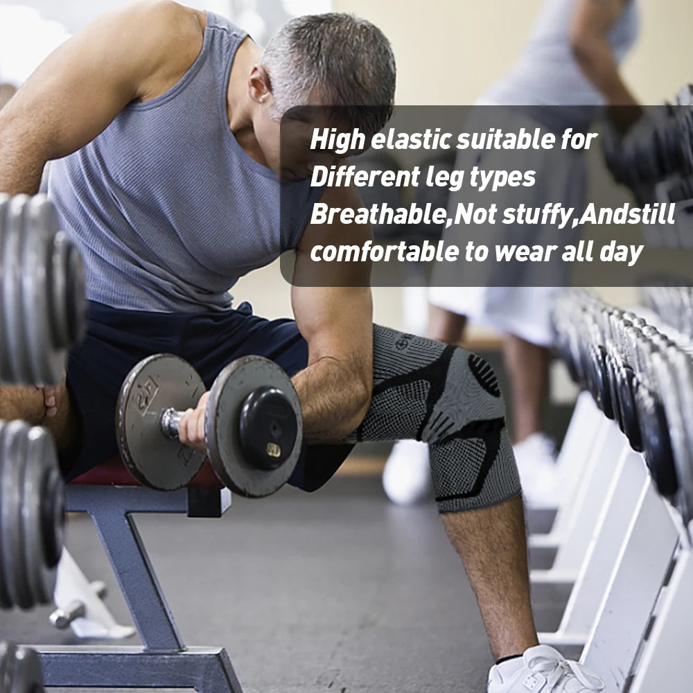 Premium Sports Knee Brace With Silicone Spring Support - Ideal For Running, Fitness & Basketball - Breathable Nylon