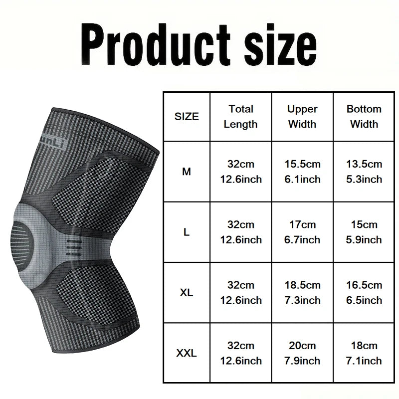 Premium Sports Knee Brace With Silicone Spring Support - Ideal For Running, Fitness & Basketball - Breathable Nylon
