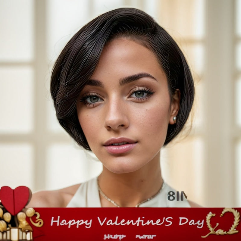 Front Transparent Lace, Styling Hair Scissors, Female Short Straight Hair Non-toxic Wig Human Hair, Wavy Wig Human Hair, No Glue.