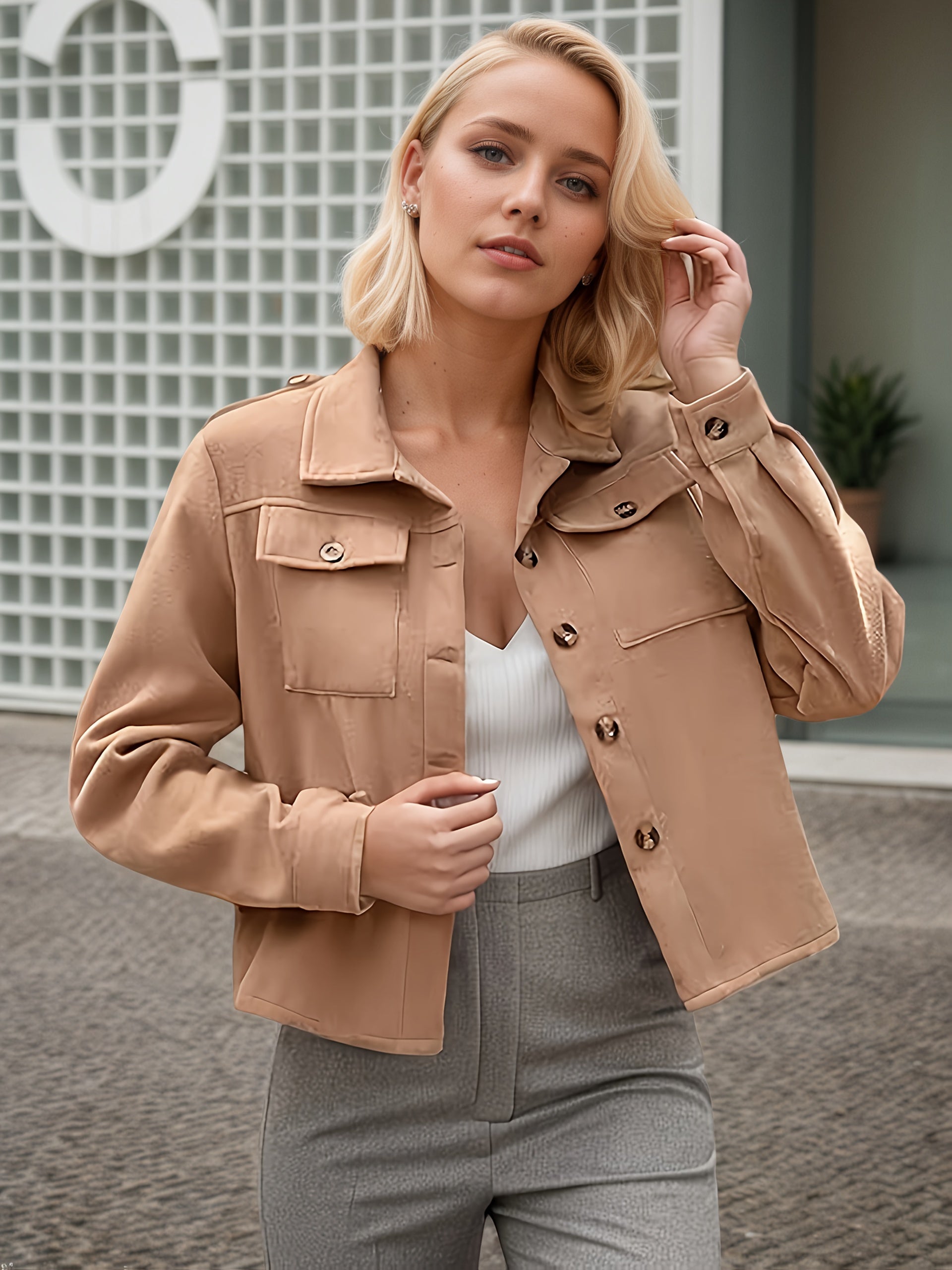 Women's Plus Size New Fashionable Flannel Short Jacket Fashion 2025 Autumn Top